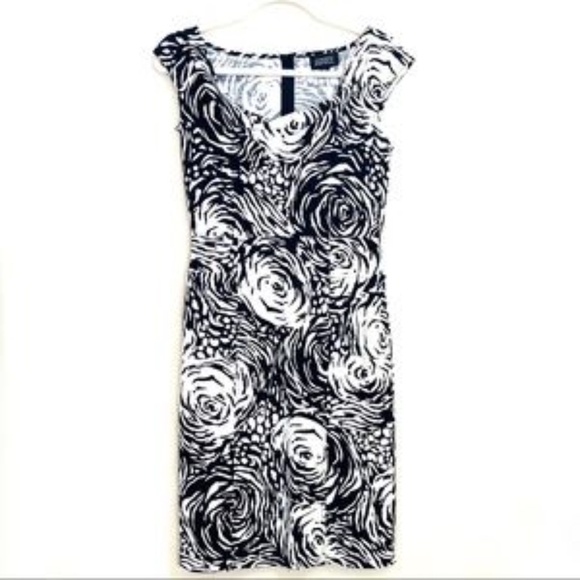 Adrianna Papell Linen Cotton Cap Sleeve Midi Starry Nights Dress Sz 2 - Picture 5 of 7